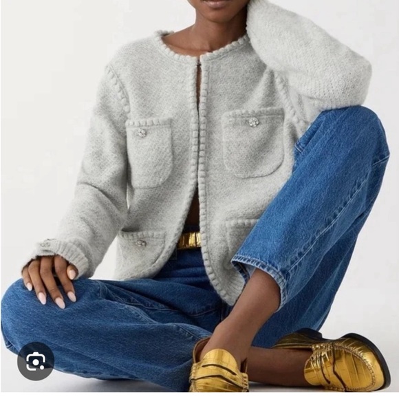 J crew lady jacket sweater with rhinestone buttons size L - Picture 1 of 7